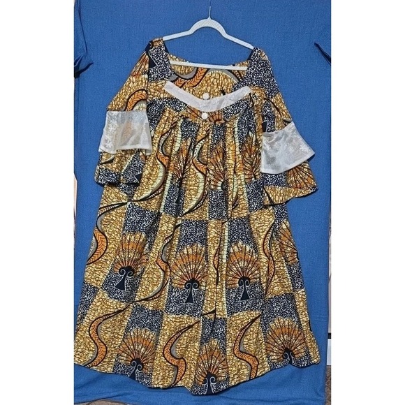 Handmade Dresses & Skirts - African Print Dress Women XL XXL Handmade Ankara Dashiki Boho Loose Fit Pockets